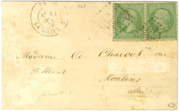 GC 4277 / N° 20 Paire Càd PARIS / LA VILLETTE 14 OCT. 70 Sur Carte Pour Moulins Sur Allier Sans Càd D'arrivée. LE JEAN B - Krieg 1870