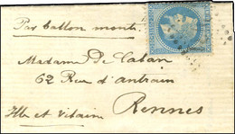 Lettre Avec Texte Daté De Montrouge Le 21 Octobre 1870 Pour Rennes. Au Recto, GC 3031 (Provins) / N° 29. Au Verso, Càd D - Krieg 1870