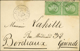 GC 2793 / N° 20 Paire Càd PARIS / PASSY-LES-PARIS 25 OCT. 70 Sur Carte Pour Bordeaux Sans Càd D'arrivée. LE VAUBAN Proba - Krieg 1870