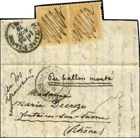 Càd ARMEE FRANCAISE / QUARTr Gal 9 NOV. 70 (N° 28 Paire Obl Plume Au Verso) Sur Lettre Pour Fontaine Sur Saone. Au Verso - Krieg 1870