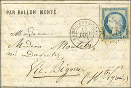 Losange AFH / N° 37 Càd ARMEE FRANCAISE / H 17 JANV. 71 Sur Lettre PAR BALLON MONTE Avec Texte Daté De Fontenay Sous Boi - Krieg 1870