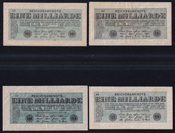 4x 1 Milliarde Mark 20.10.1923 - FZ AK, AN, AS, AT - Reichsbank (DEU-144a) - 1 Miljard Mark
