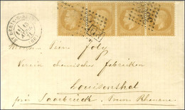 Lettre De Paris Acheminée Jusqu'au Bureau De St Denis Sur Seine Pour Sarrebruck, Au Recto GC 3568 / N° 28 (bande De 4, 1 - Guerre De 1870