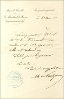 Lettre à En-tête Imprimé Armée De Versailles Datée Du 31 Mai 1871, Grand Cachet Bleu ARMÉE DE VERSAILLES / MARÉCHAL / CO - Oorlog 1870