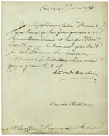 BOURBON Louis Jean Marie De, Duc De Penthièvre (1725-1793), Amiral, Gouverneur De Bretagne. - Autogramme & Autographen