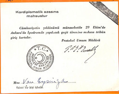 99923 - TURKEY  -  DOCUMENTS / EPHIMERA -  Corps Diplomatique Card 1923 - Cartas & Documentos