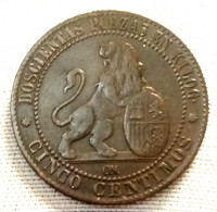 Espagne, Provisional Government, 5 Centimos, 1870, Madrid, TB, Cuivre , Gomaa - Münzen Der Provinzen
