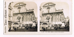 Napoli Naples Foto Stereoscopica Originale  Fine 800 17 X 8,5 Cm Chiesa E Statua S. Gaetano Molto   Animata - Napoli (Naples)