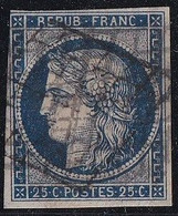 France N°4h - Bleu-noir - Oblitéré - Au Filet B/TB - 1849-1850 Cérès