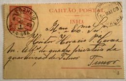 „NOVA GOA 1903“ INDIA PORTUGUEZA 1T Postal Stationery>TIMOR VIA MACAU !  (Carlos Portuguese Colonies Macao China Cover - India Portuguesa