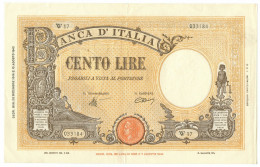 100 LIRE BARBETTI GRANDE B GIALLO TESTINA BI INTRONA 20/12/1944 SPL+ - Regno D'Italia – Other