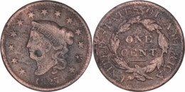 Etats-Unis - 1827 - ONE CENT LIBERTY CORONET / MATRON - KM#45.1 - 07-018 - 1816-1839: Coronet Head (Tête Couronnée)