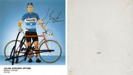 CARTE CYCLISME JULIAN GOROSPE SIGNEE TEAM REYNOLDS 1985, ( VOIR PARTIE ARRIERE ) - Ciclismo