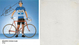 CARTE CYCLISME EDUARDO CHOZAS SIGNEE TEAM REYNOLDS 1985, ( VOIR PARTIE ARRIERE ) - Ciclismo