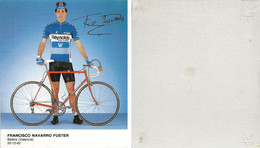 CARTE CYCLISME FRANCISCO NAVARRO TEAM REYNOLDS 1985, ( VOIR PARTIE ARRIERE ) - Ciclismo