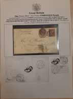 UK GB GREAT BRITAIN 1855 7d Internal Rate Registered Cover Bearing 6d Embossed + 1d Red To Whalley, Cds Blackburn/todmod - Cartas & Documentos