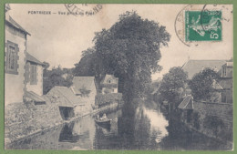 CPA Vue Rare - CÔTES D'ARMOR - PONTRIEUX - VUE PRISE DU PONT - Petite Animation, Barque - Cliché Le Goaziou - Pontrieux