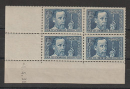 France 1938 Coin Daté 1938 Pasteur 385 ** MNH - 1930-1939