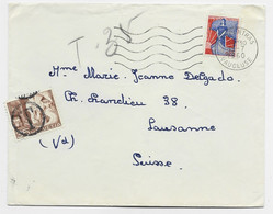 FRANCE MARIANNE A LE NEF 25C SEUL LETTRE CARPENTRAS 19.7.1960 POUR SUISSE LAUSANNE TAXE OBL PREO 35C - 1959-1960 Marianne (am Bug)