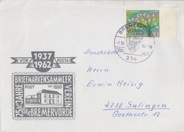 Lettre (25 Jahre Briefmarkensammler) Obl. Bremervorde 214 Le 7/10/62 Sur 10pf Europa N° 255 Pour Sulingen - Briefe U. Dokumente
