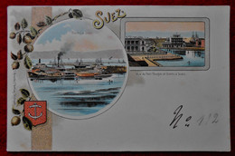 Old Postcard Litho Egypte Suez Port Tewfik Et Docks - Suez