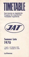 1970 JAT Yugoslav Airlines & Lufthansa Timetable Yugoslavia - Zeitpläne