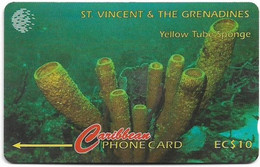 St. Vincent - C&W (GPT) - Yellow Tube Sponge, 101CSVA, 1996, 10.000ex, Used - San Vicente Y Las Granadinas