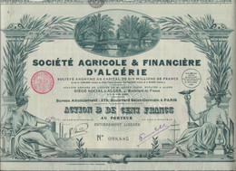SOCIETE AGRICOLE ET FINANCIERE D'ALGERIE -ACTION  B ILLUSTREE DE CENT FRANCS - ANNEE 1928 - Africa