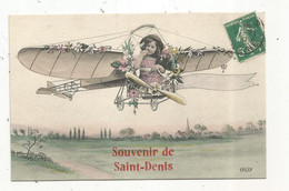 Cp , 93, Souvenir De SAINT DENIS, Aviation, Avion, Petite Fille, Voyagée 1910 - Saint Denis