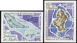 Wallis Et Futuna  Non Dentelés Poste Aérienne N°80 /81 Carte Des Iles (2 Valeurs) Qualité:** - Imperforates, Proofs & Errors