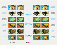 Wallis Et Futuna  Non Dentelés N°323 /328 Coquillages Feuillet Non Dentelé Qualité:** - Imperforates, Proofs & Errors