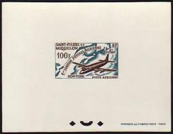 Saint Pierre Et Miquelon épreuves De Luxe Poste Aérienne N°31 100f Liaison Postale Aérienne épreuve De Luxe - Imperforates, Proofs & Errors