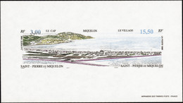 Saint Pierre Et Miquelon épreuves De Luxe N°640 A Vue Générale De Miquelon Bloc Gommé Qualité:** - Ongetande, Proeven & Plaatfouten