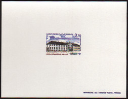 Saint Pierre Et Miquelon épreuves De Luxe N°607 3f70 Bâtiments Publics épreuve De Luxe - Non Dentelés, épreuves & Variétés