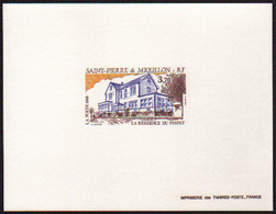 Saint Pierre Et Miquelon épreuves De Luxe N°584 3f70 Résidence Du Préfetr épreuve De Luxe - Non Dentelés, épreuves & Variétés