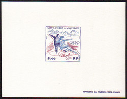 Saint Pierre Et Miquelon épreuves De Luxe N°559 5f JO D'Albertville épreuve De Luxe - Imperforates, Proofs & Errors