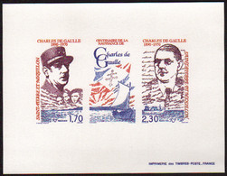 Saint Pierre Et Miquelon épreuves De Luxe N°532 A Général De Gaulle Triptyque épreuve Collective - Ongetande, Proeven & Plaatfouten