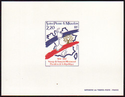 Saint Pierre Et Miquelon épreuves De Luxe N°478 2f20 Visite De François Miterrand - Imperforates, Proofs & Errors