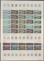 Saint Pierre Et Miquelon Essais De Couleur Poste Aérienne N°44 /45 Chevaux Et Traînage Du Bois 2 Feuilles De 25 Timbres - Non Dentellati, Prove E Varietà