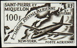 Saint Pierre Et Miquelon Essais De Couleur Poste Aérienne N°31 Liaison Postale St-Pierre-N.York Qualité:** - Imperforates, Proofs & Errors