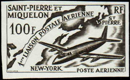 Saint Pierre Et Miquelon Essais De Couleur Poste Aérienne N°31 Liaison Postale St-Pierre-N.York Qualité:** - Geschnittene, Druckproben Und Abarten