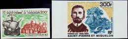 Saint Pierre Et Miquelon Non Dentelés Poste Aérienne N°46 /47 Bateaux 2 Valeurs Qualité:** - Geschnittene, Druckproben Und Abarten