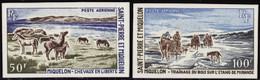 Saint Pierre Et Miquelon Non Dentelés Poste Aérienne N°44 /45 Chevaux Et Traînage Du Bois 2 Valeurs Qualité:** - Non Dentellati, Prove E Varietà