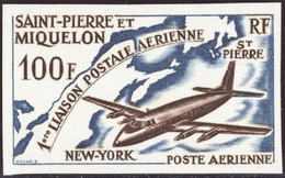 Saint Pierre Et Miquelon Non Dentelés Poste Aérienne N°31 Ière Liaison Aérienne St Pierre - New-York  Non Dentelé Qualit - Geschnittene, Druckproben Und Abarten