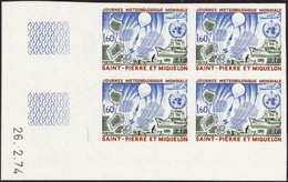 Saint Pierre Et Miquelon Non Dentelés N°433 Journée De La Météorologie Bloc De 4 Coin Daté Qualité:** - Non Dentellati, Prove E Varietà