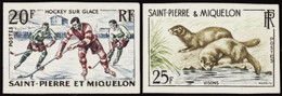 Saint Pierre Et Miquelon Non Dentelés N°360 /361 Hockey Sur Glace Et Visons 2 Valeurs Qualité:** - Ongetande, Proeven & Plaatfouten