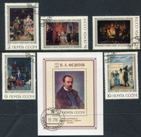 SOVIET UNION 1976 Fedotov Paintings Used.  Michel 4487-91 + Block 114 - Used Stamps