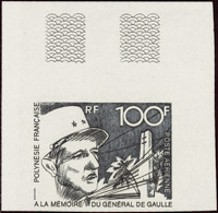 Polynésie Non Dentelés Poste Aérienne N°70 100f Général De Gaulle Qualité:** - Sin Dentar, Pruebas De Impresión Y Variedades