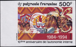 Polynésie Non Dentelés N°458 10ème Anniversaire De L'autonomie Indienne  Qualité:** - Sin Dentar, Pruebas De Impresión Y Variedades