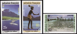 Polynésie Non Dentelés N°390 /392 La Pêche Aux Cailloux (3 Valeurs) Qualité:** - Geschnittene, Druckproben Und Abarten